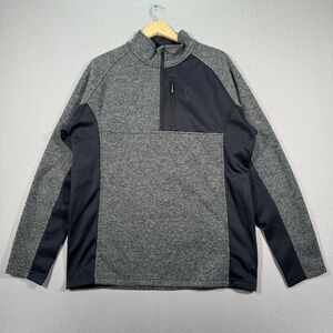Spyder Jacket Mens XL Black Gray Half Zip Mock Neck Active Pullover Thermal Knit